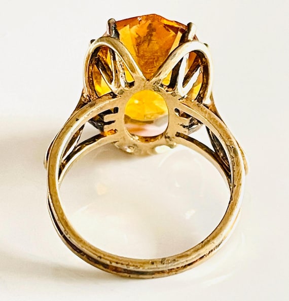 statement ring large orange oval faceted cabochon… - image 6