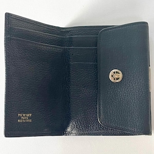 small purse wallet small leather accessory French vintage Maison Pourchet coin note compartment textured marine blue 80s made in France rare