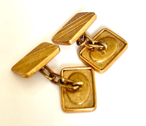 cuff links rectangle engineered panels French vin… - image 1