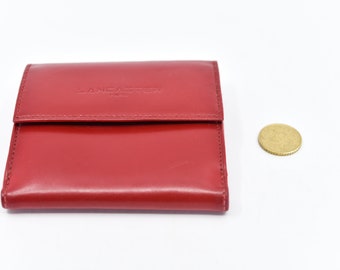 leather wallet French vintage LANCASTER PARIS small red coin purse envelope pouch for coins note card compartments model depose rare 1990s