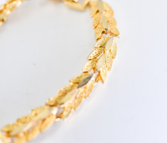 leaf bracelet French vintage link chain gold tone… - image 4