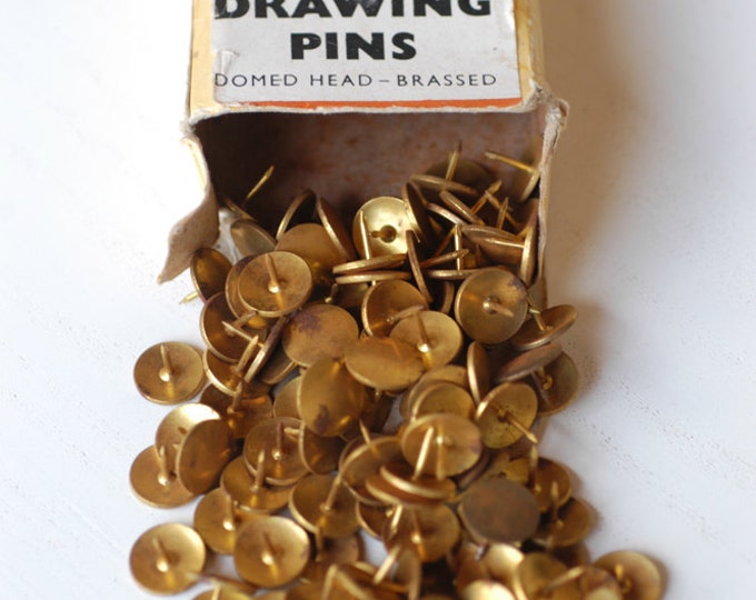 Retro Office Supplies Brassed Domed Head Drawing Pins by E J Etsy