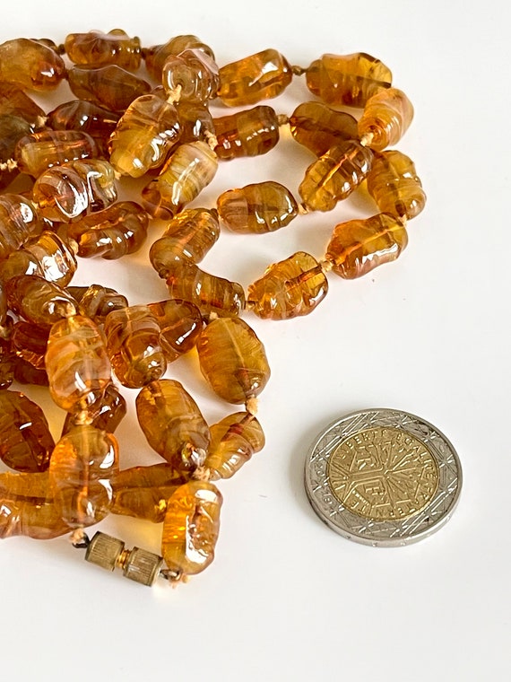 glass orange bead swirly opaque white necklace Fr… - image 3