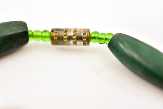 necklace vintage malachite graduated dark green o… - image 6