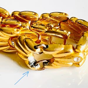 link chain bracelet French vintage polished gold tone jewelry speciality articulated diamanté safety chain mid century modern gift under 50