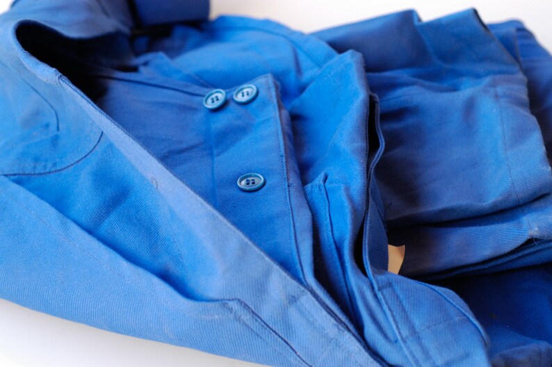 workwear blue overalls french vintage combinaison jumpsuit blue worker chore wear Bugatti 100/% cotton midcentury clothing fashion size T2