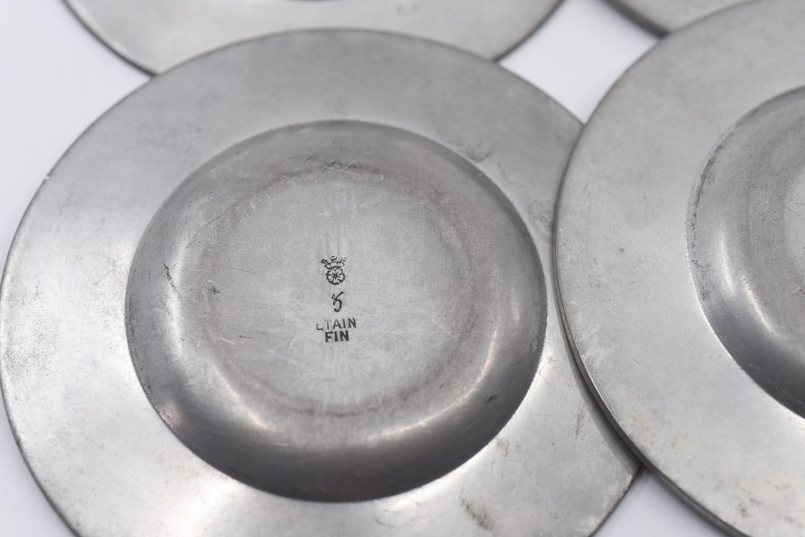 French vintage pewter crowned rose stamp set of four small Etsy