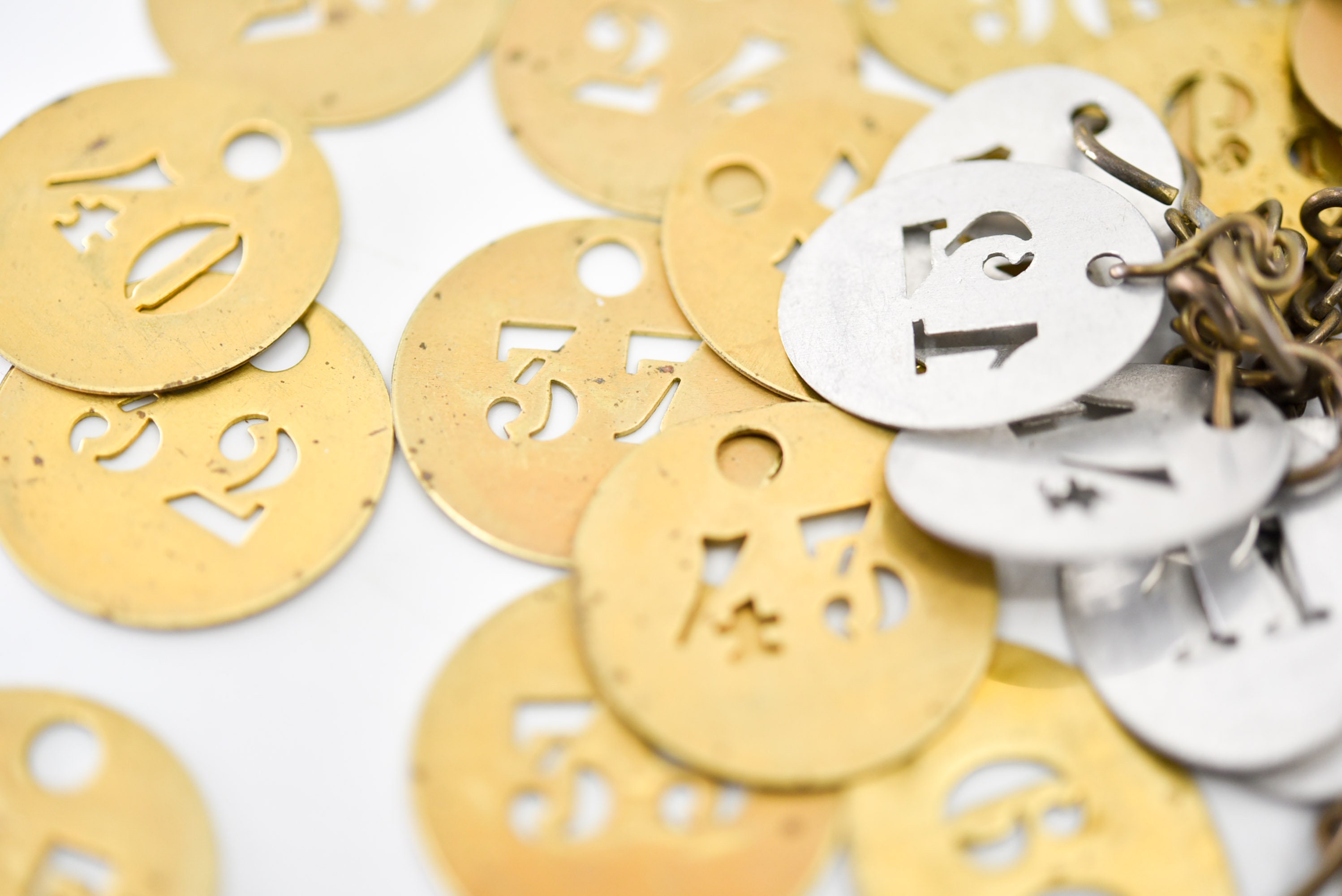 Large Lot of 75 Metal Number Tags French Vintage Brass Silver Tone ...