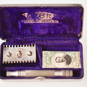 Maquinilla de afeitar vintage francesa GARDETTE, set de afeitado y cuidado personal para hombres, regalo coleccionable para barbería, hecho en Francia