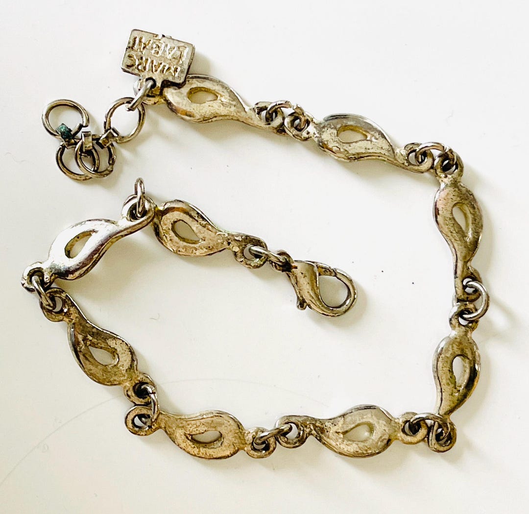 Bracelet Vintage En Métal Avec Applications De Fleurs - Longueur 5,9 Cm, Largeur 1,5 Cm, Poids 24,7 G - Occasion, Couleur Argent