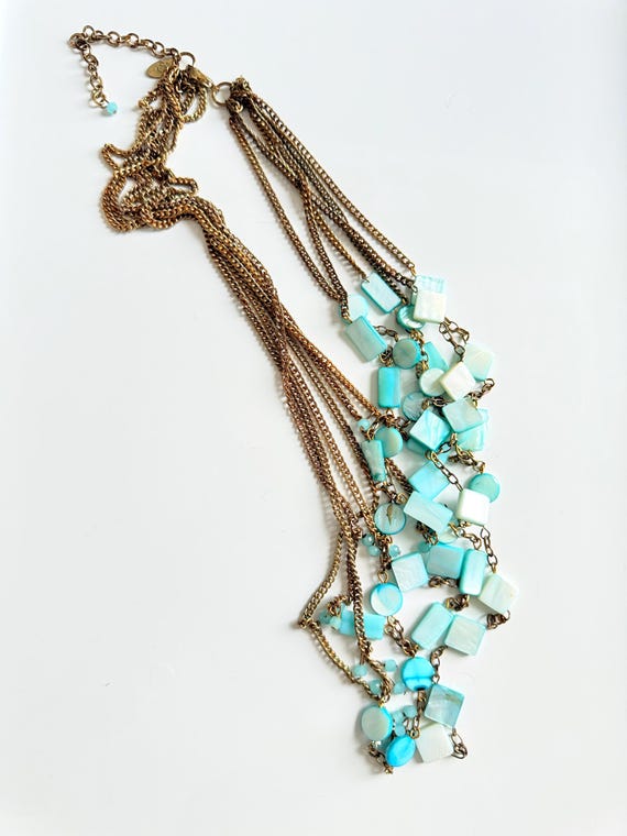 striking statement necklace multistrand pearlised… - image 5