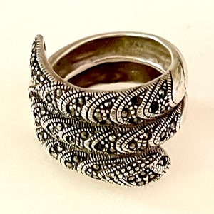 snake ring chunky hallmarked silver marcasite vintage sacred symbolic protection ancient wisdom vintage statement jewellery 12g image 4