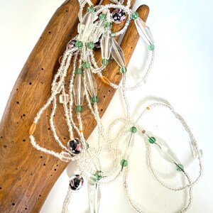necklace extra long clear green pink mixed bead murano glass spacers 2 lengths genuine French vintage 1920s flapper style 76cm adult size