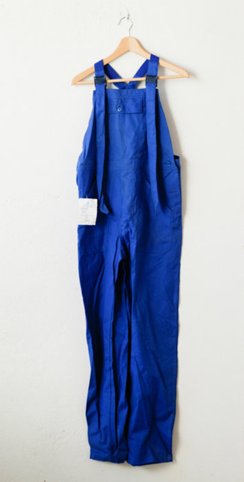 workwear blue overalls french vintage combinaison jumpsuit blue worker chore wear Bugatti 100/% cotton midcentury clothing fashion size T2