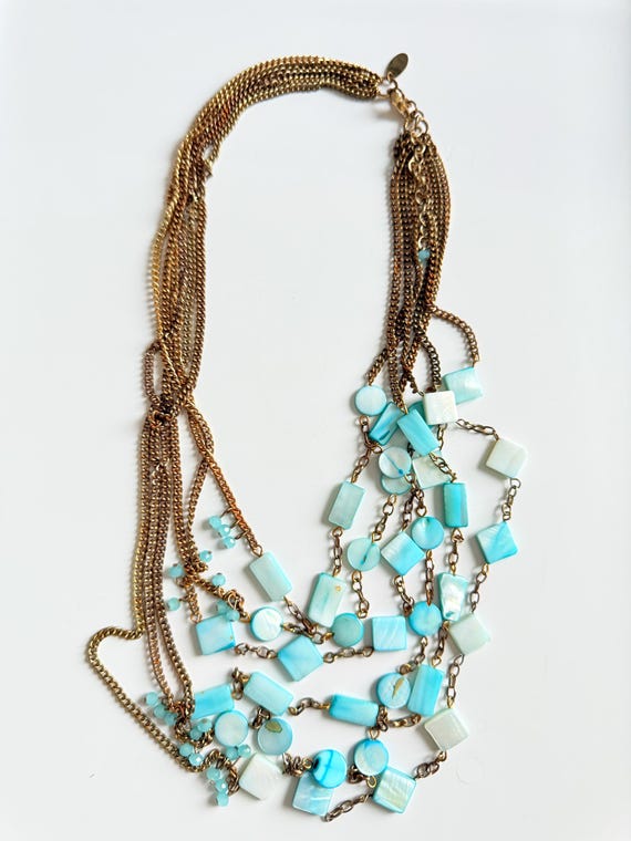 striking statement necklace multistrand pearlised… - image 6