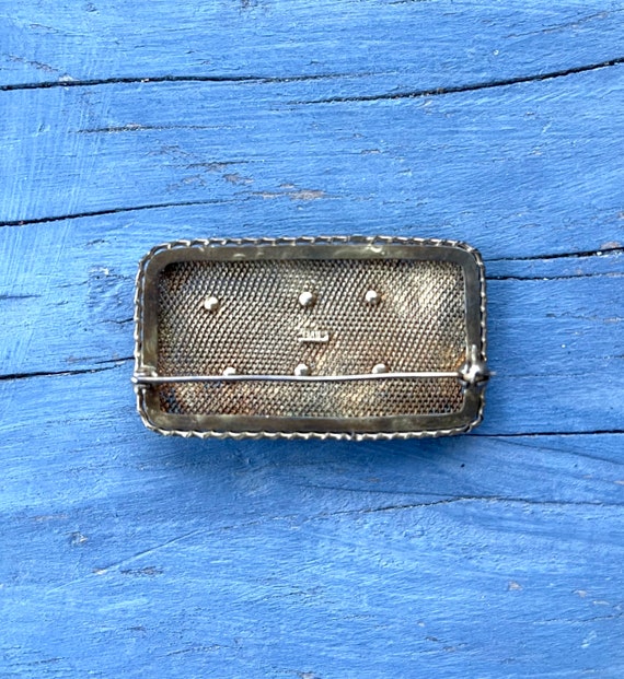 Brooch pin vintage Chinese silver gilt filigree g… - image 3