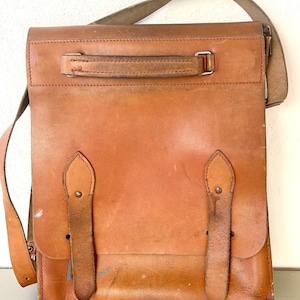 Sac besace en cuir marron cartable sac bandoulière en cuir effet vieilli, porte-documents Français A4 vertical
