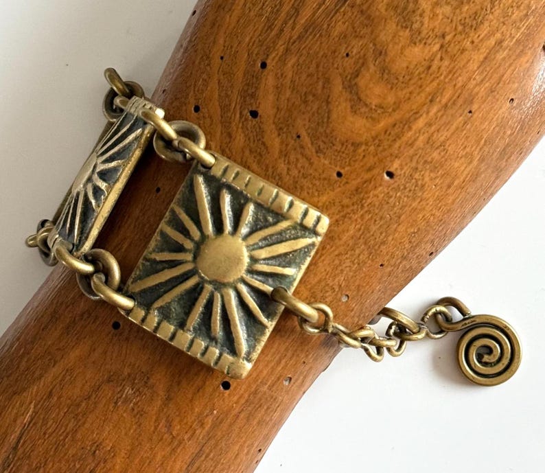 Bracelet Bronze Vintage M. Buffet Années 70 Style Aztèque - Occasion