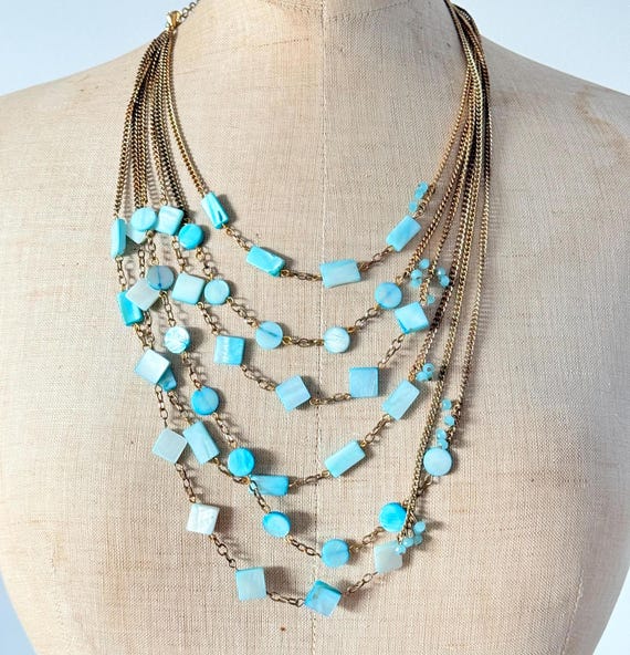 striking statement necklace multistrand pearlised… - image 1