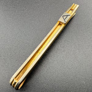 Alfiler de corbata con inicial A del alfabeto, monograma vintage francés en tono dorado, accesorio para traje de boda formal, joyería MCM para él, hecha en Francia, años 50