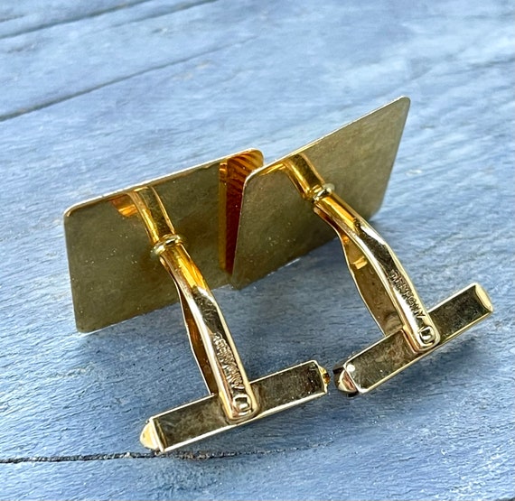 genuine gold cufflinks square geometric modernist… - image 6