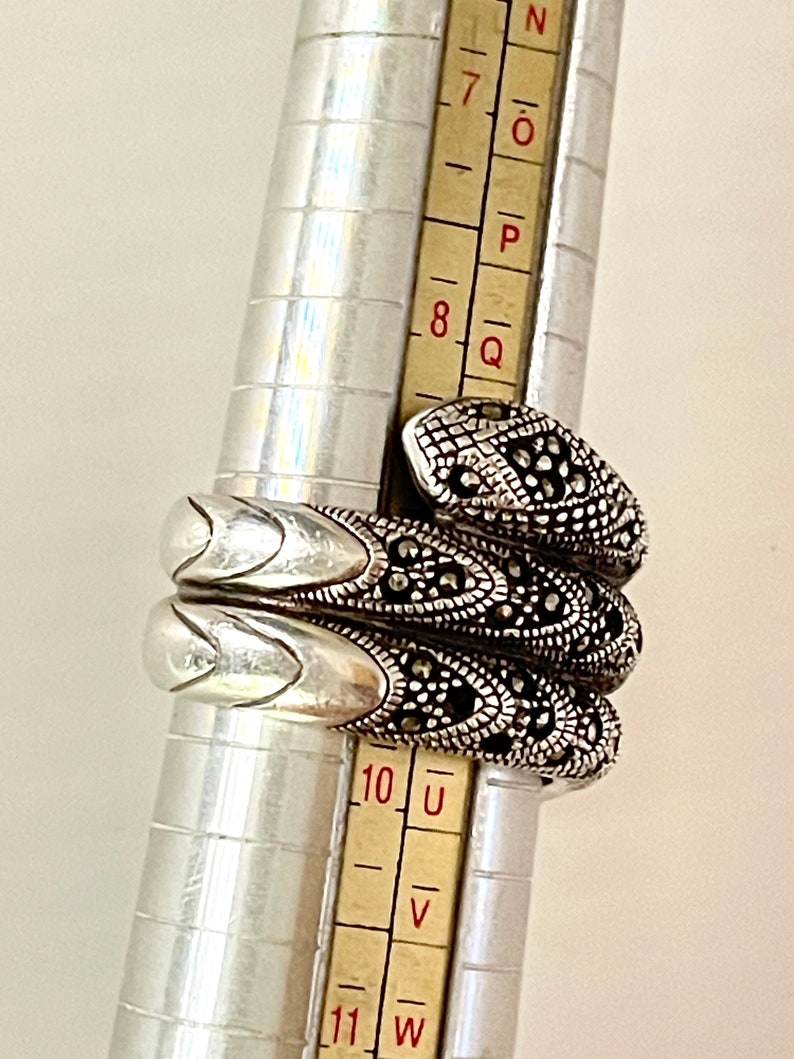 snake ring chunky hallmarked silver marcasite vintage sacred symbolic protection ancient wisdom vintage statement jewellery 12g image 8