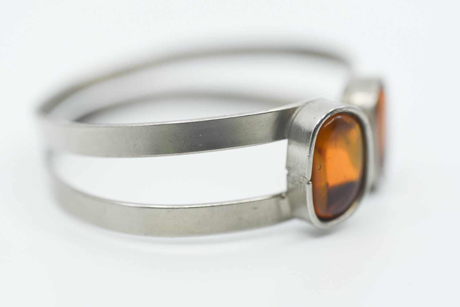 VINTAGE RETRO RING SILVER METAL ORANGE COSTUME 70'S VINTAGE RETRO RING SILVER METAL ORANGE COSTUME 70'S