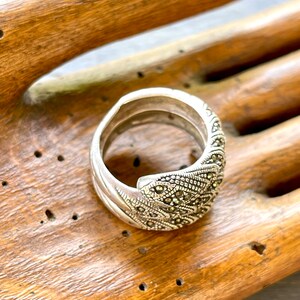 snake ring chunky hallmarked silver marcasite vintage sacred symbolic protection ancient wisdom vintage statement jewellery 12g image 6