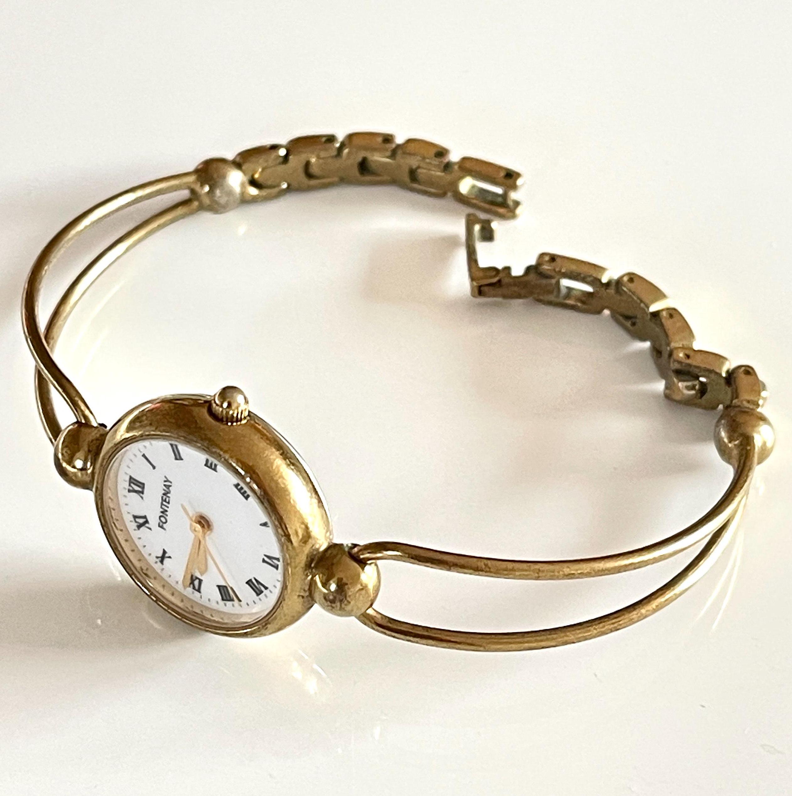 Montre Ancienne FONTENAY Pour Femme - Bracelet Doré En Maille Tressée - Non Testée (à Réviser) - Vintage