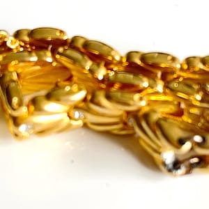 link chain bracelet French vintage polished gold tone jewelry speciality articulated diamanté safety chain mid century modern gift under 50