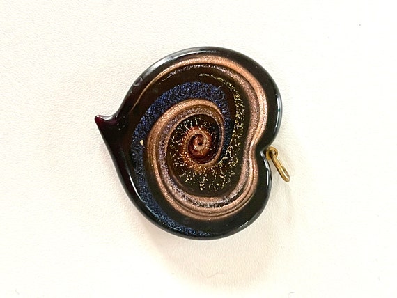 black heart pendant glitter swirl finish Murano I… - image 4