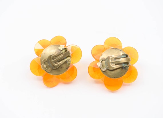 orange floral earrings clip ons stamped W Germany… - image 2