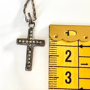 vecchio argento francese vintage piccolo ciondolo croce di LOURDES strass argento specialità catena marchio produttore collana di fede religiosa gioielli antichi 3g immagine 9