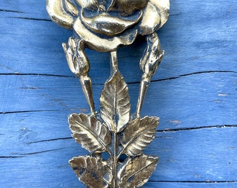 rose buckle José Cotel Paris large heavy brass metal vintage designer accessory for upcycling recycling genuine 1980s French collection rare