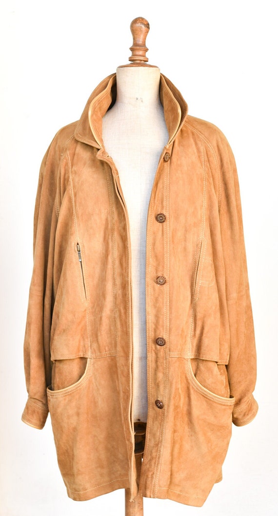 Suede Coat Vintage BROOKLANDS Jacket Tan Button Down Double - Etsy