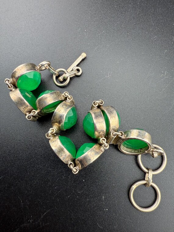 super stylish link bracelet solid 925 silver gree… - image 5