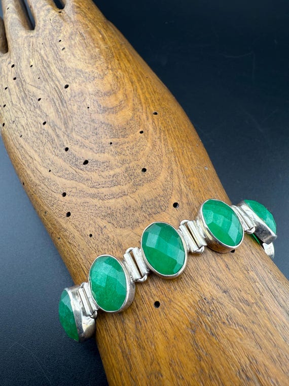 super stylish link bracelet solid 925 silver gree… - image 2