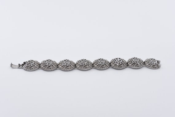 vintage link bracelet silver tone metal French mo… - image 4
