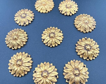 Adorno floral de roseta de bronce antiguo francés, adorno de flor de oro ormolú dorado, decoración rústica para el hogar, restauración de muebles, un par, dos piezas