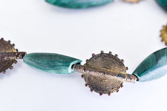 necklace vintage malachite graduated dark green o… - image 8