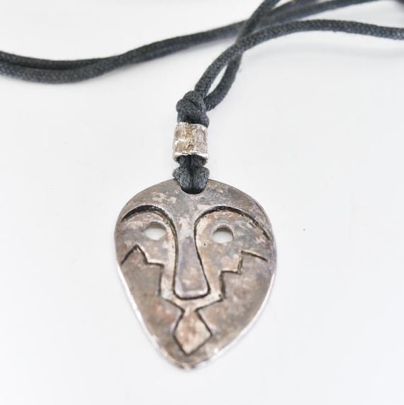 Collier Vintage Signé Jacky De G Paris - Pendentif Masque Méduse, Perles, 80 Cm