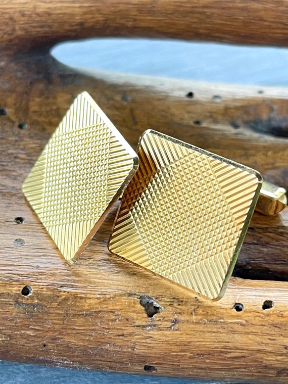 genuine gold cufflinks square geometric modernist… - image 3