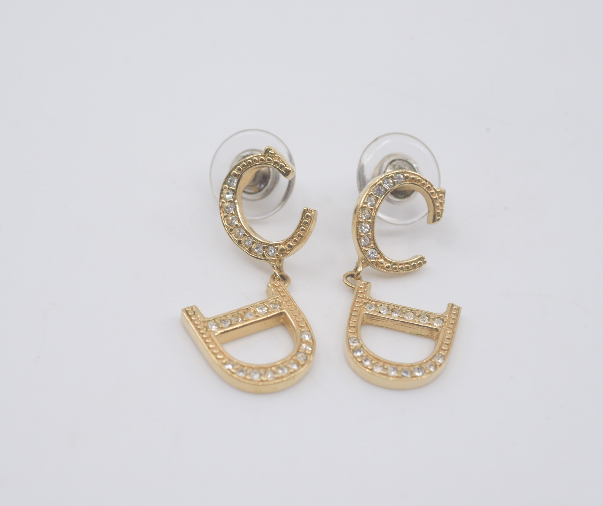 dior logo drop earrings