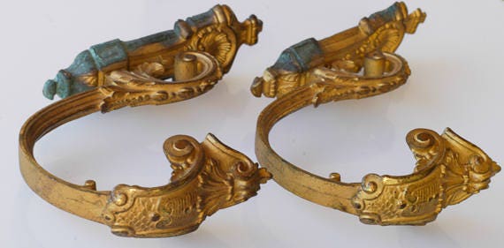 Curtain Tiebacks French Antique Drapery Hardware Gilded Bronze Etsy
