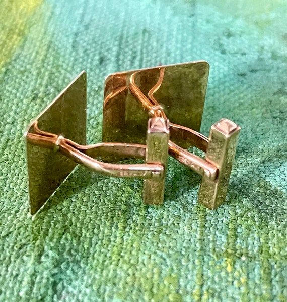 genuine gold cufflinks square geometric modernist… - image 5