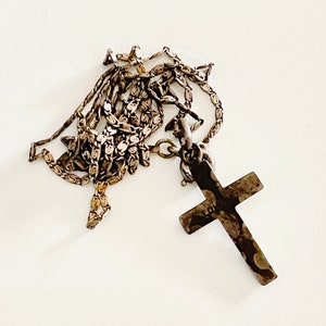 vecchio argento francese vintage piccolo ciondolo croce di LOURDES strass argento specialità catena marchio produttore collana di fede religiosa gioielli antichi 3g immagine 5