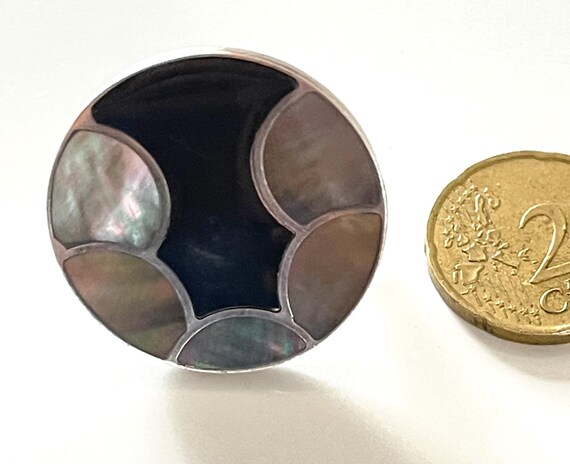 statement ring pearl inlay iridescent large round… - image 9