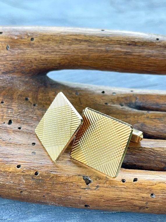 genuine gold cufflinks square geometric modernist… - image 7