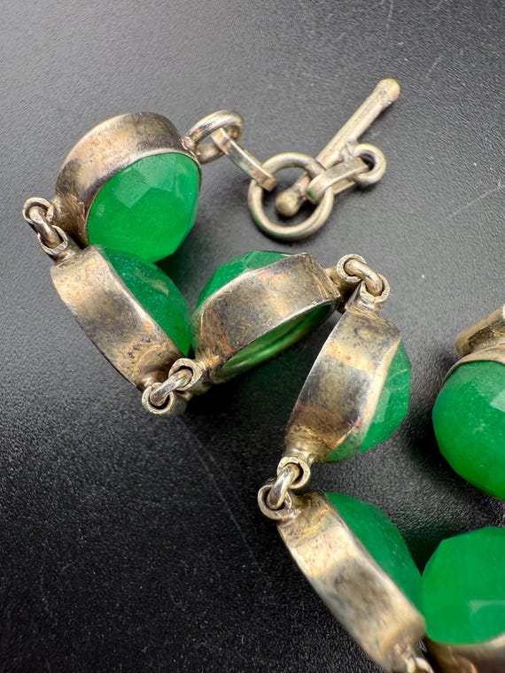 super stylish link bracelet solid 925 silver gree… - image 8