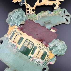 cow farm hook kitchen wall hand painted plated handmade metal plaque French vintage farmyard one pair two hooks country home decor OOAK rare